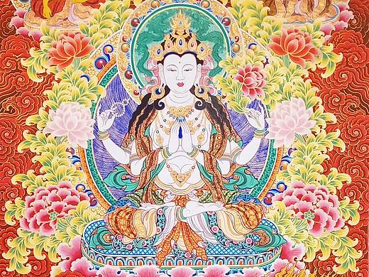 手绘工笔唐卡
