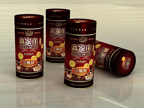 休闲食品包装设计、方便携带的罐装食品包装设计、高家庄食品包装盒设计、桃酥包装盒设计、糕点包装设计