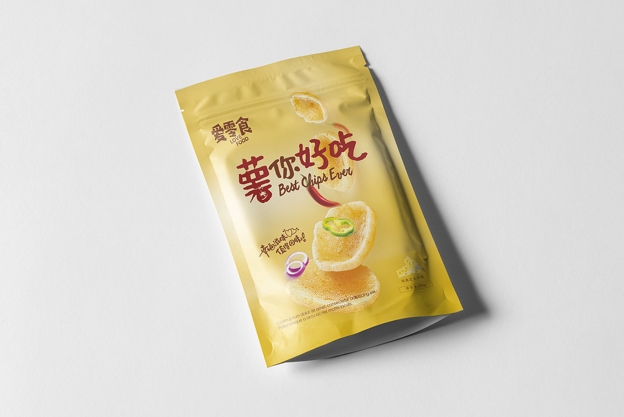 芝士薯片柠檬风味薯片零食包装袋设计系列|平面|包装|元心设计_原创作