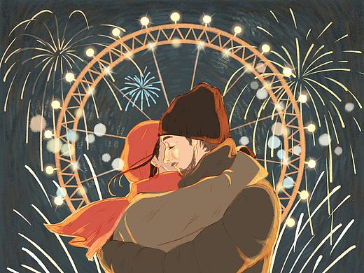 烟花绽放时