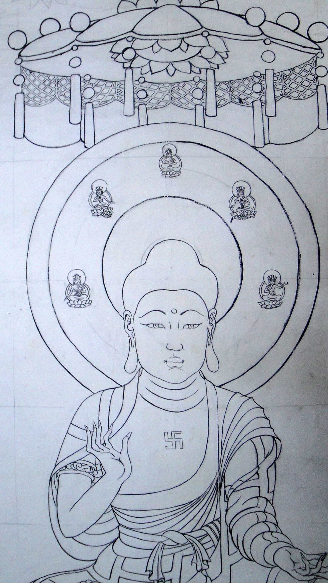 莫高窟初唐说法图手稿|纯艺术|绘画|元瞻阁萧凇菱_原创作品-站酷zcool