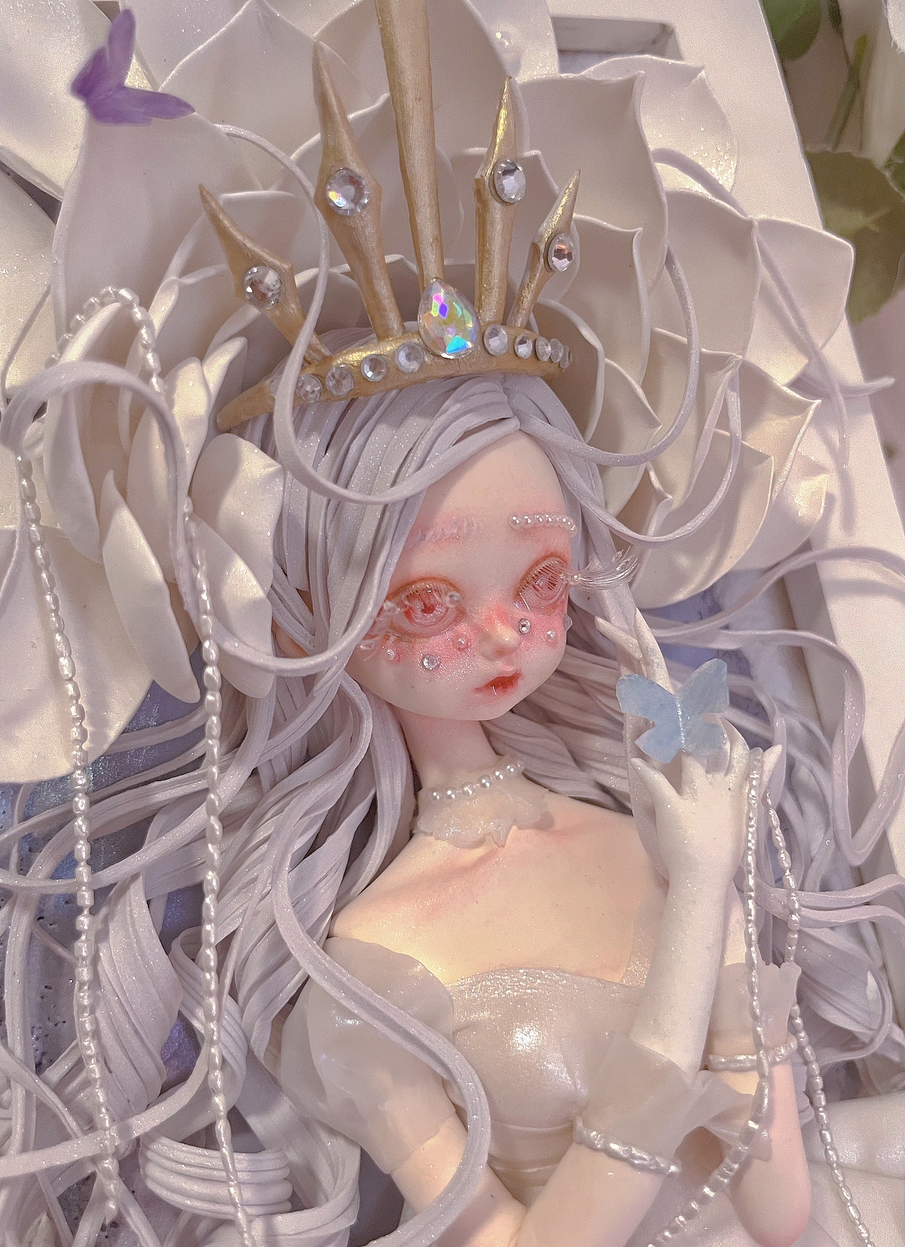 原创粘土作品—花中美人系列之《栀子之殇》