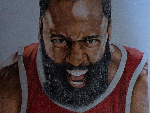 詹姆斯哈登彩铅绘画过程