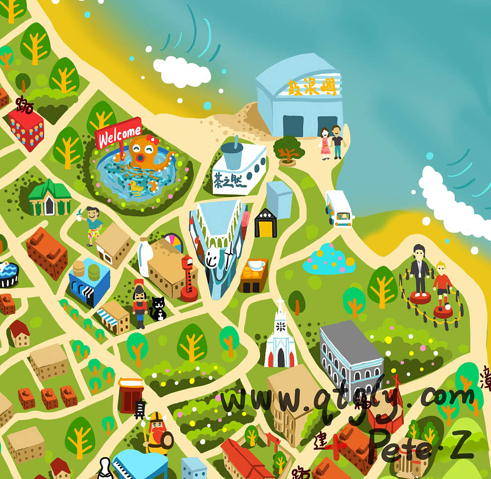 鼓浪屿手绘地图（图ZMTAzNjYyNjQ=） - 商业插画 - 站酷设计师PeteZheng原创素材 - 站酷ZCOOL