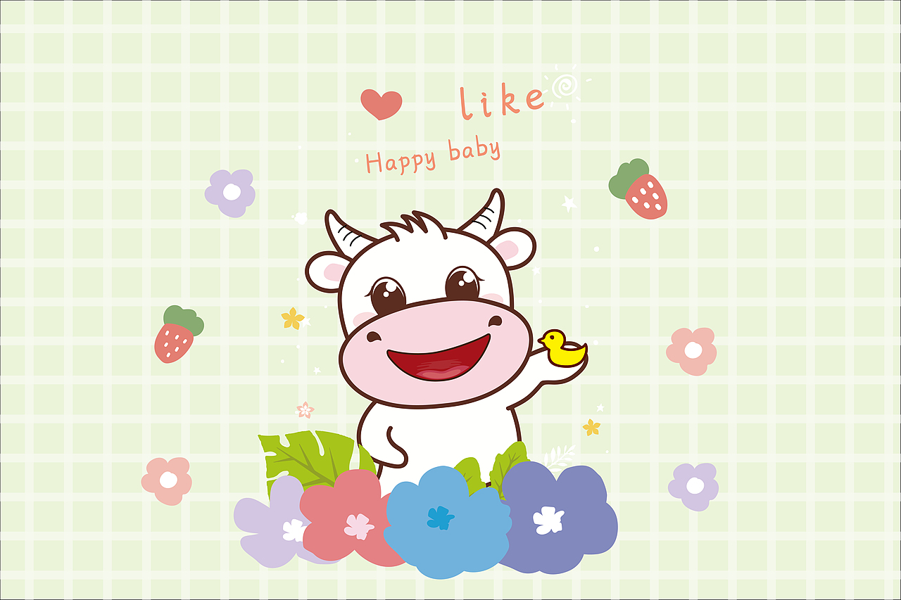 阿茹牛表情包插画贴纸手机壳卡通原创热转印烫画贴定制