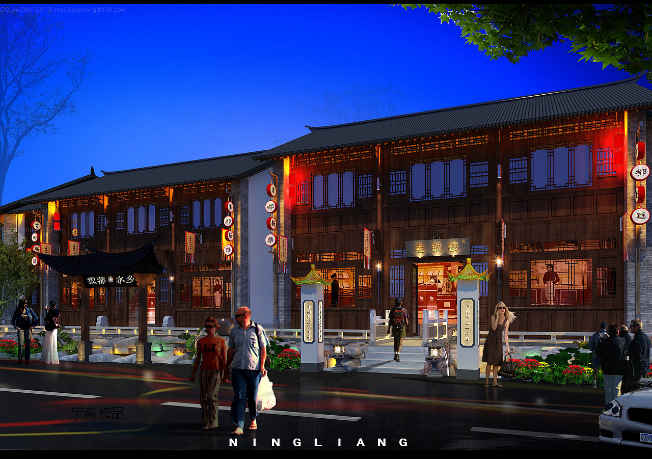 002b段局部建筑立面夜景