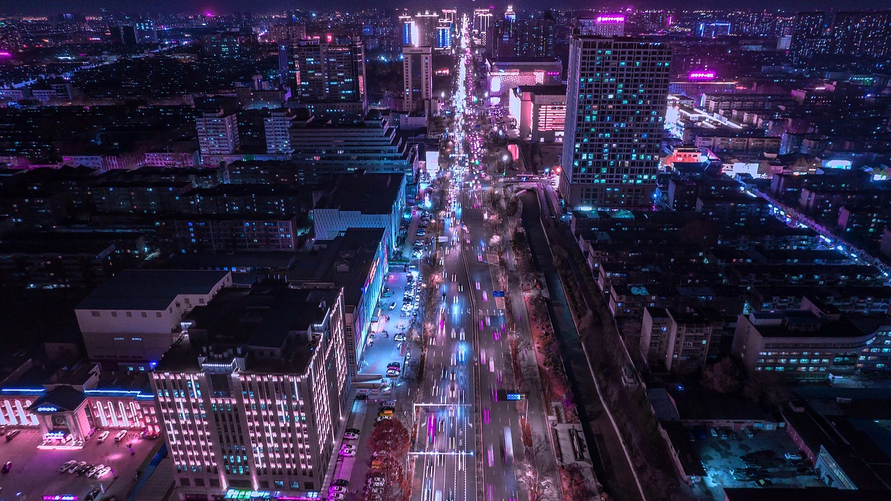 淄博航拍夜景