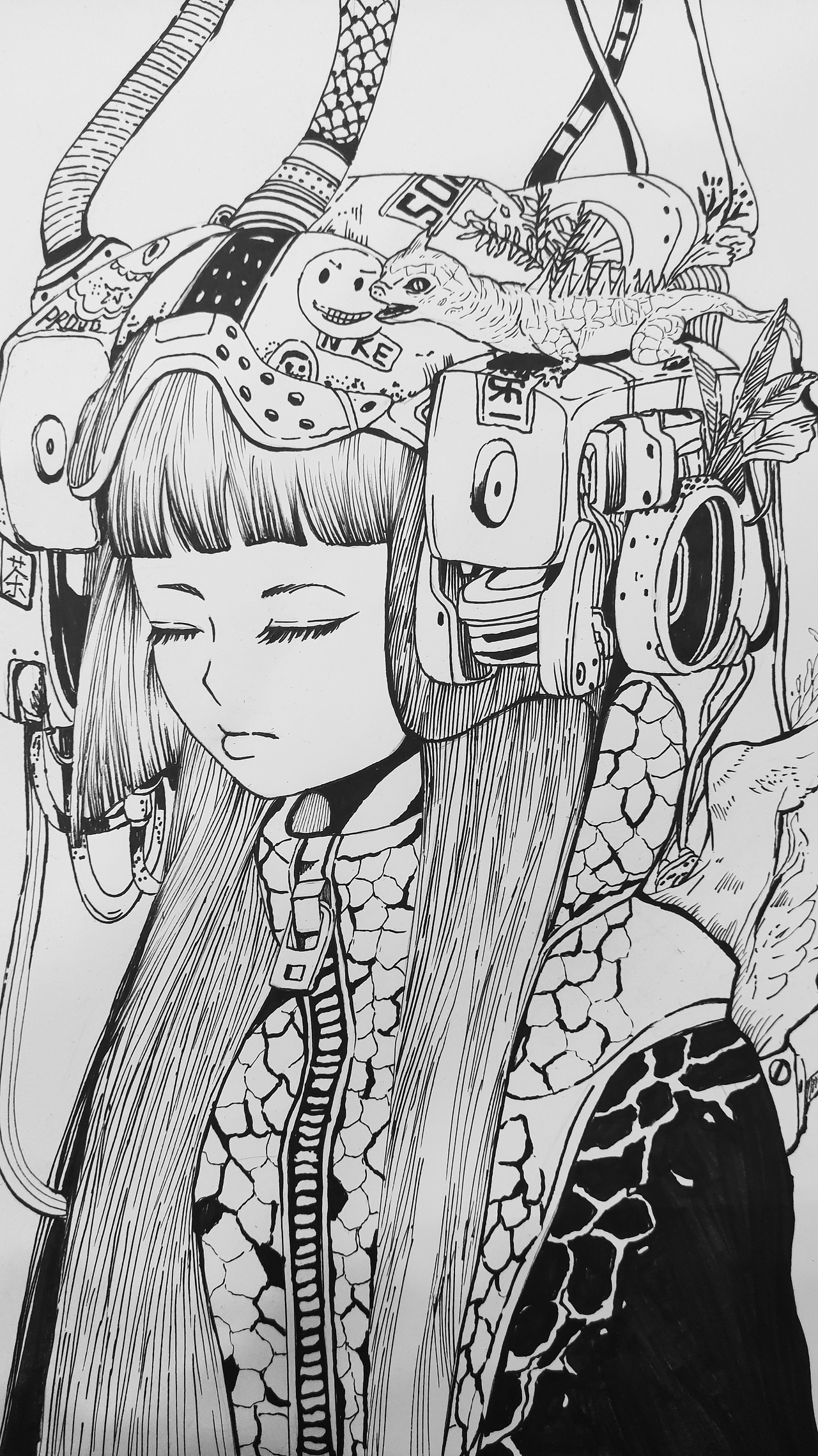 黑白线描|插画|创作习作|奶茶你好_临摹作品-站酷zcool