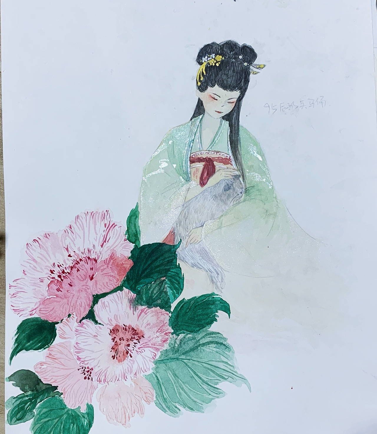 国风水彩人物花卉插画杂烩