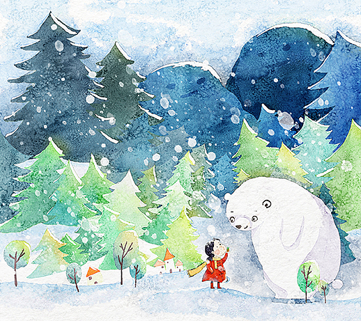 下雪了,遇见一只熊