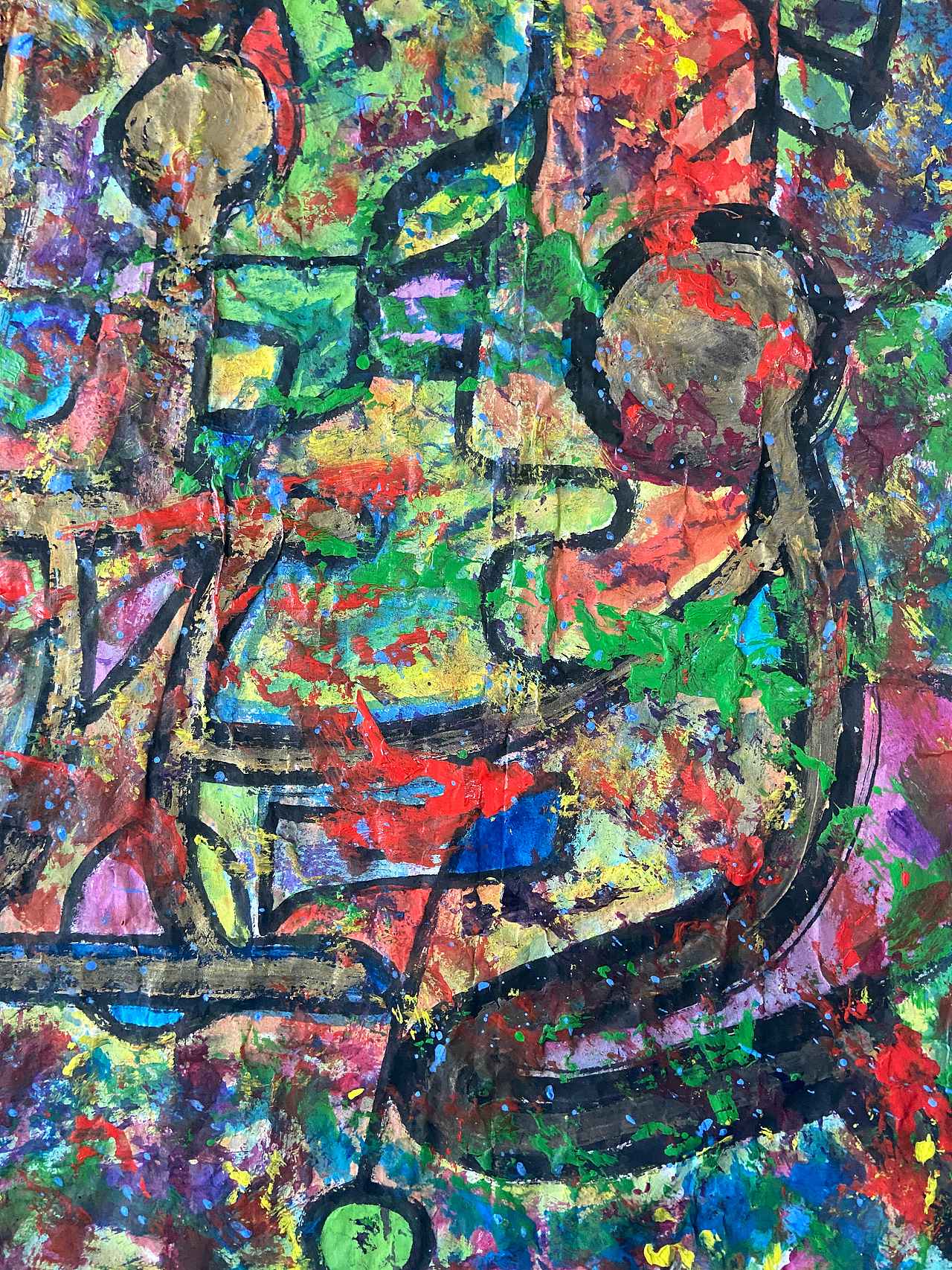 刘勇良抽象彩墨作品“失落的文明”及局部