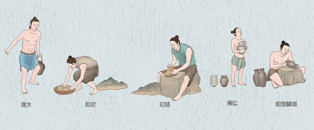 古代制陶工艺|插画|商业插画|婳雨阁x_原创作品-站酷zcool
