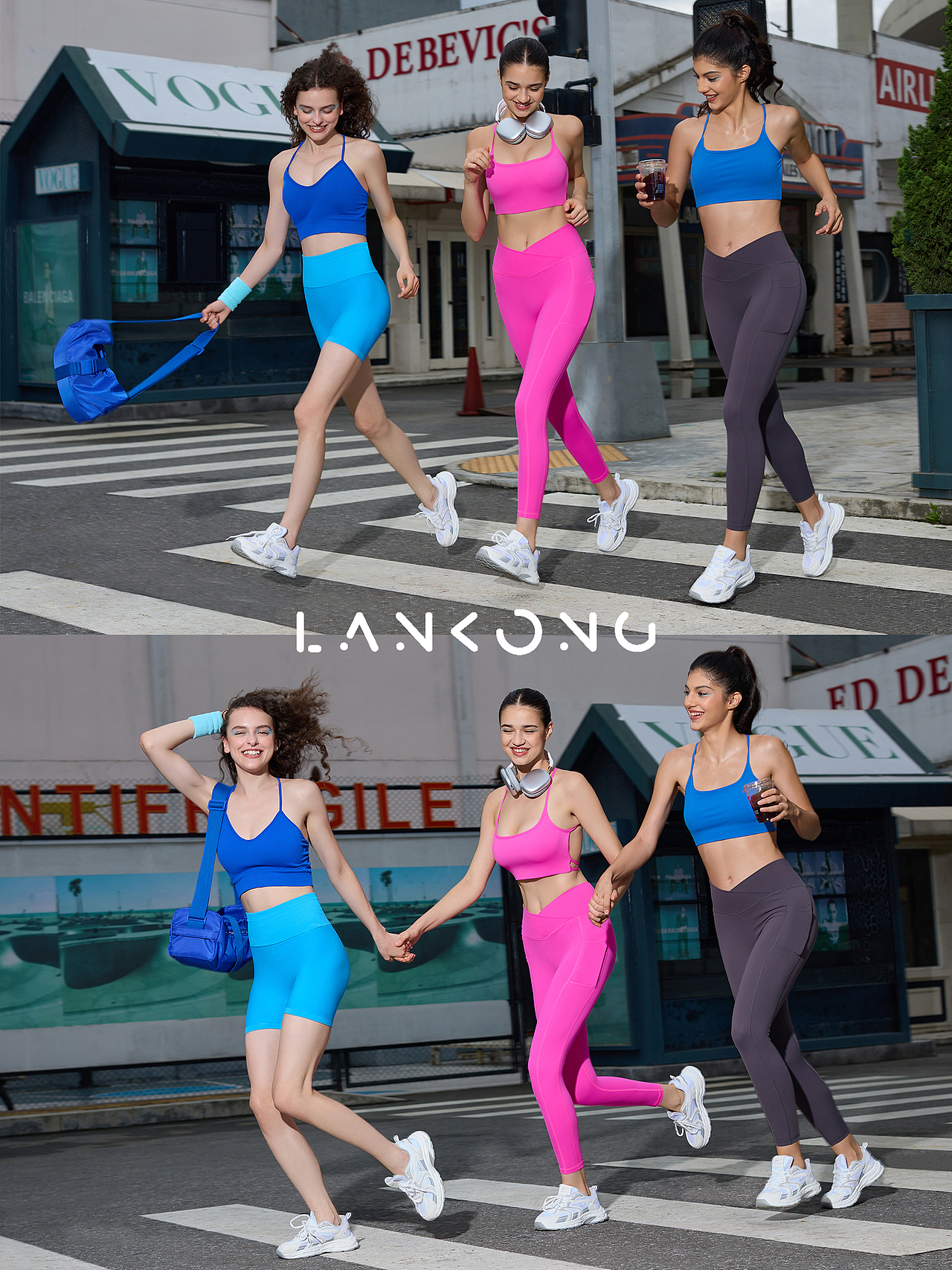 跨境亚马逊多模特外贸独立站运动瑜伽服拍摄