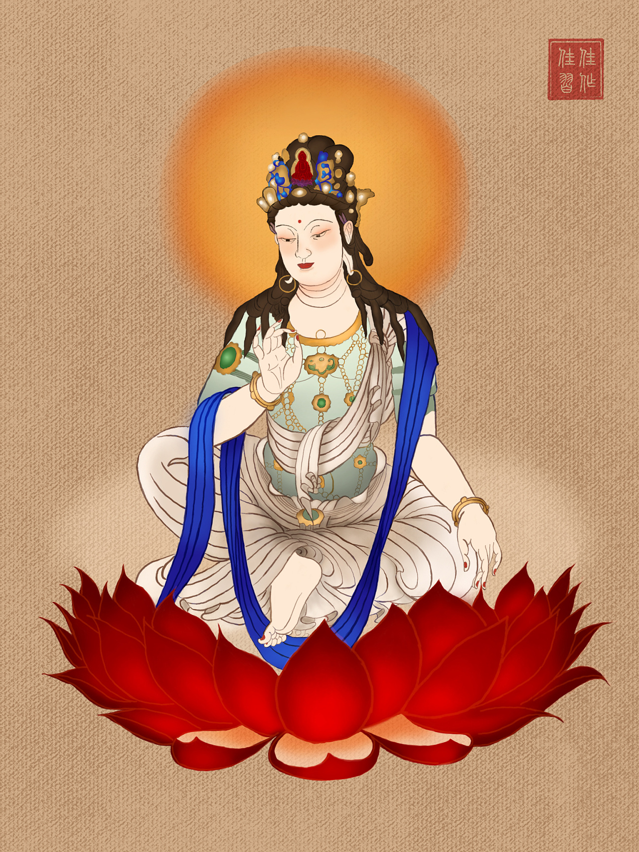 敦煌观音像|纯艺术|绘画|郭睿錞 - 临摹作品 - 站酷 (zcool)