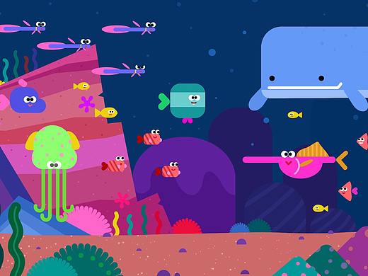 几何化海洋生物插画