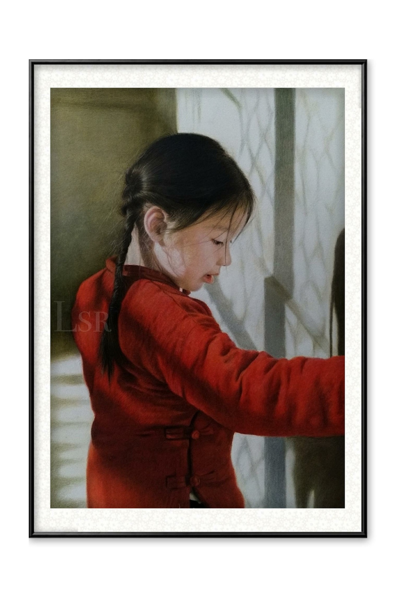 李胜仁画――红棉袄小女孩儿