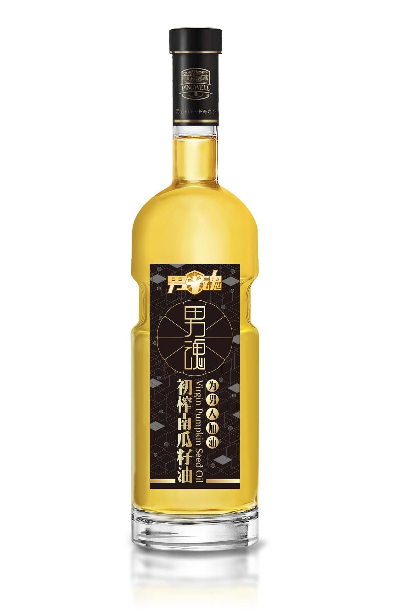 男魂375ml 南瓜子油瓶贴（图ZOTIxNTEzNjQ=） - 包装 - 站酷设计师TechDaniel原创素材 - 站酷ZCOOL