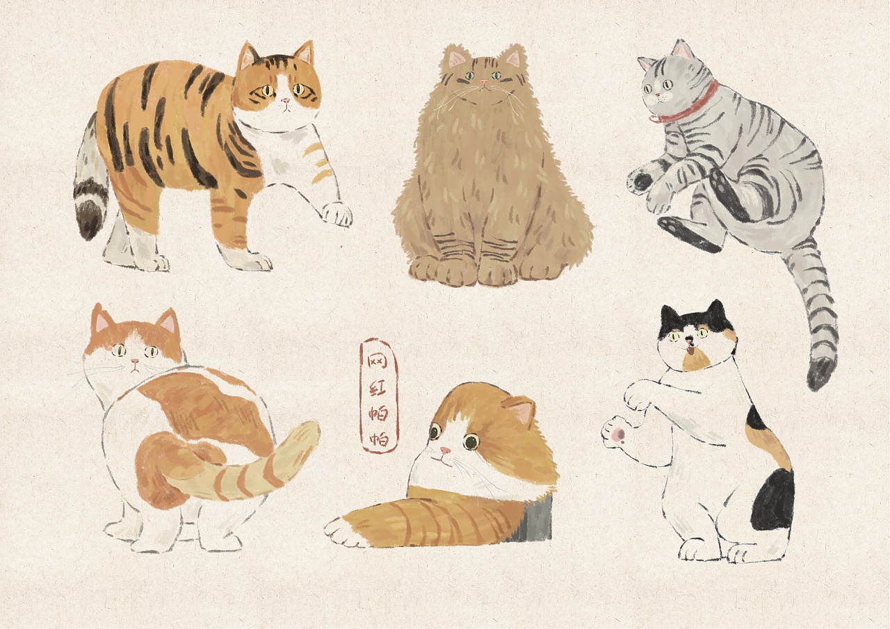 虎年画猫(故宫御猫)|插画|创作习作|淼小怪 - 原