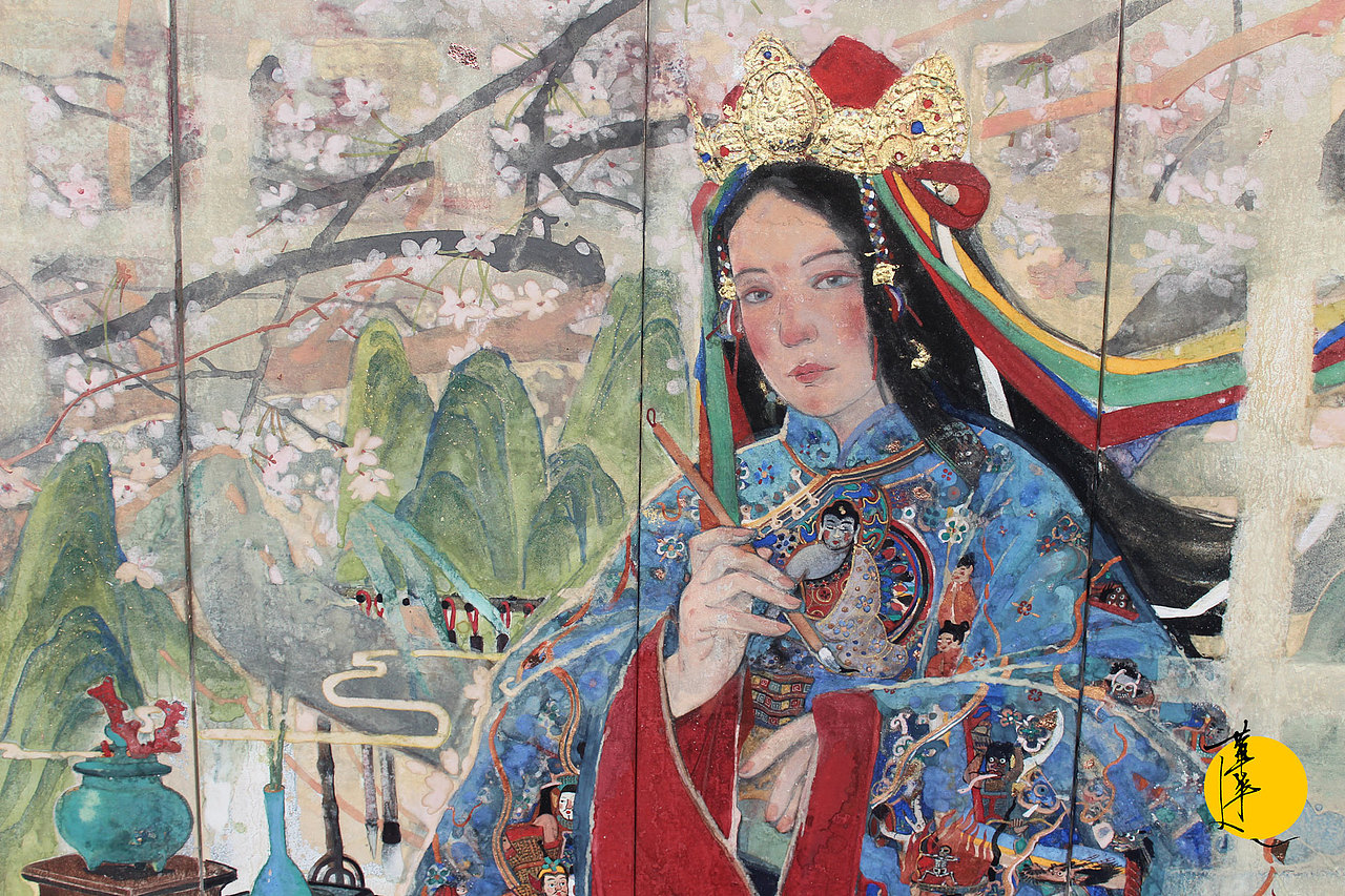 【岩彩】女财神扎基拉姆·四 绘制过程解析