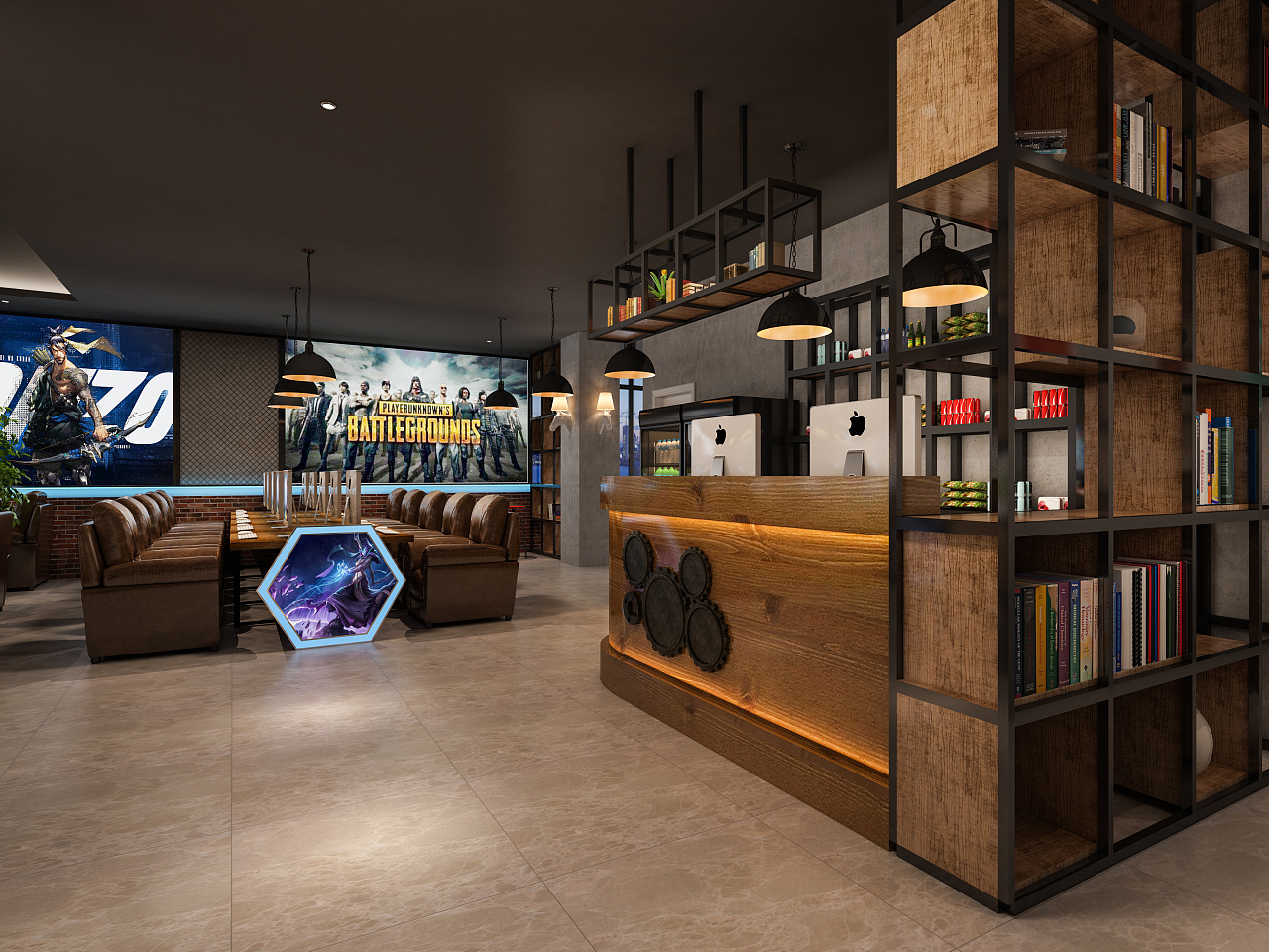 网吧工装效果图