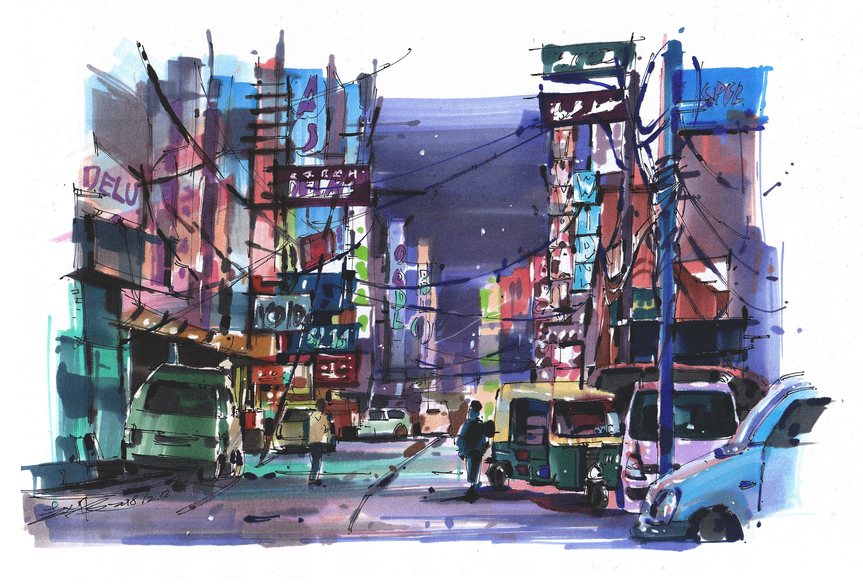 【北京 广州】手绘合集|插画|创作习作|赵航马克笔 - 原创作品 - 站酷