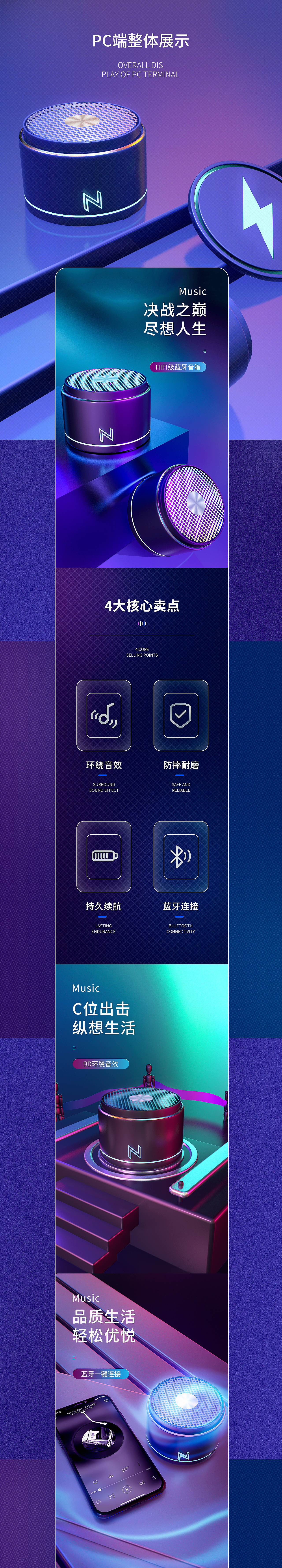 智能蓝牙音箱详情（C4D）