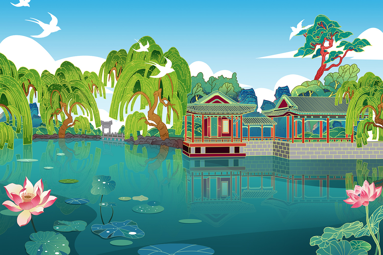 颐和园插画绘制(以商用)