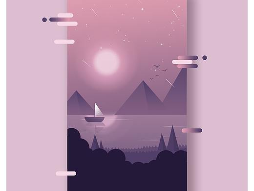 夜晚风景系插画