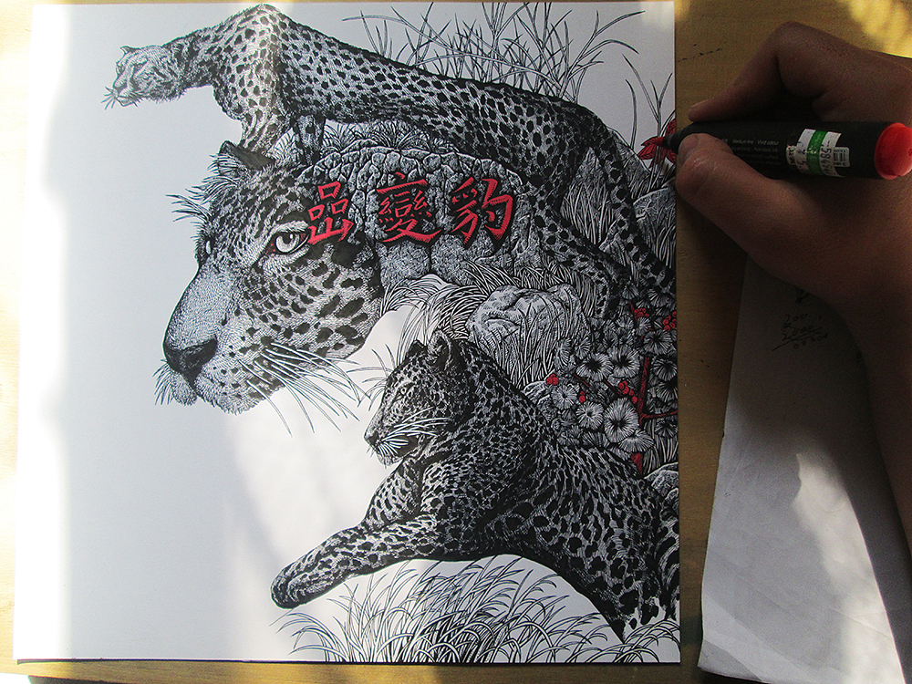 《豹变岩》 装饰画 手绘过程(图ZMTU2ODM1NjQ=) - 绘画 - 站酷设计师傅淳强画者之旅原创素材 - 站酷ZCOOL