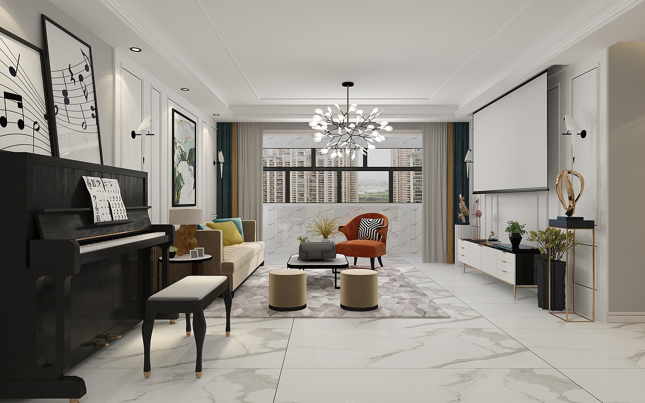 简美风格客餐厅（图ZMTgxMTU1OTky） - 家装设计 - 站酷设计师一名Nice的设计师原创素材 - 站酷ZCOOL