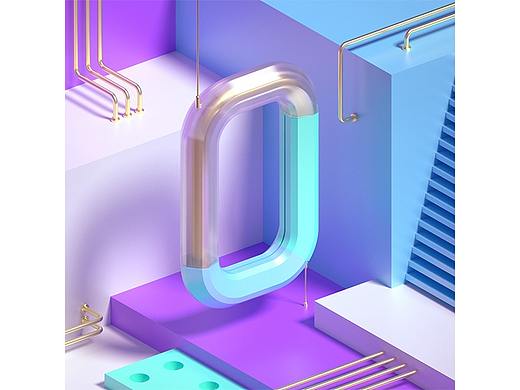 C4D+OC教程 孟菲斯风格海报