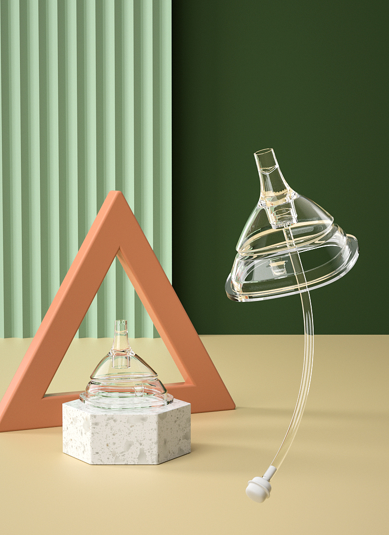 母婴类目奶瓶配件奶嘴学饮嘴详情硅胶透明材质