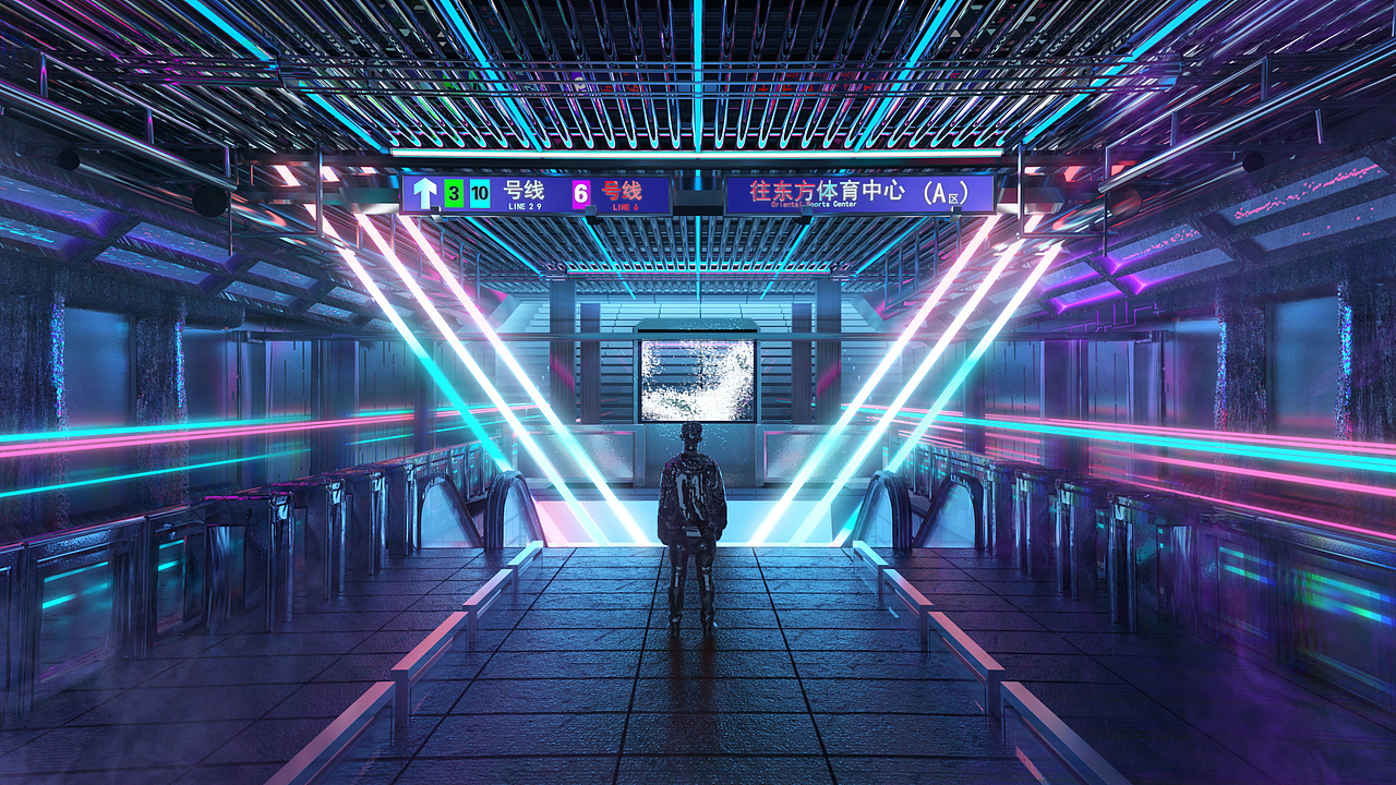 地铁站静帧练习（图ZMTY0MjQ5NTU2） - 场景 - 站酷设计师莫尕尜原创素材 - 站酷ZCOOL