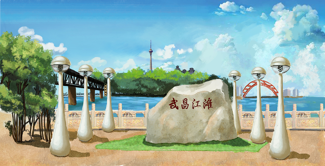 武汉明信片插画