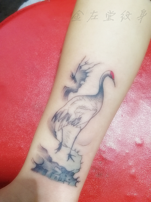 仙鹤纹身河南安阳金左堂纹身tattoo小清新手稿
