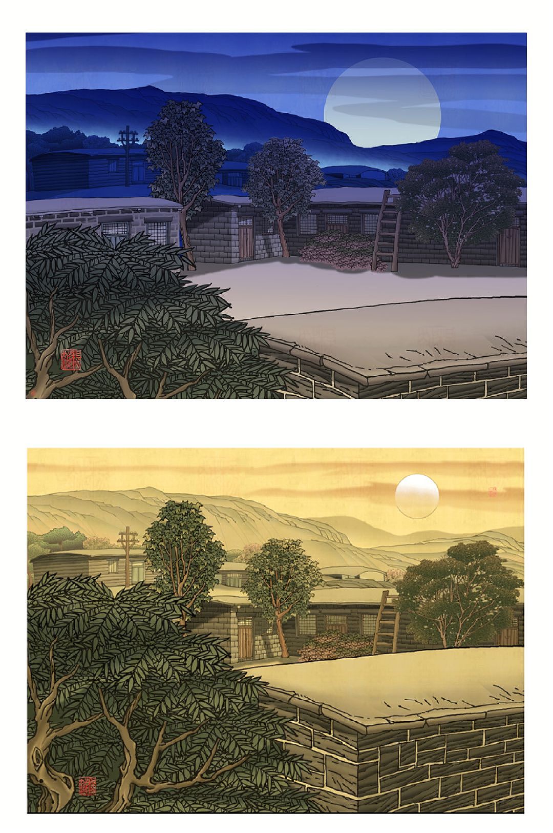 展馆~绘画~层板画~景箱、国画、工笔人物画浮雕