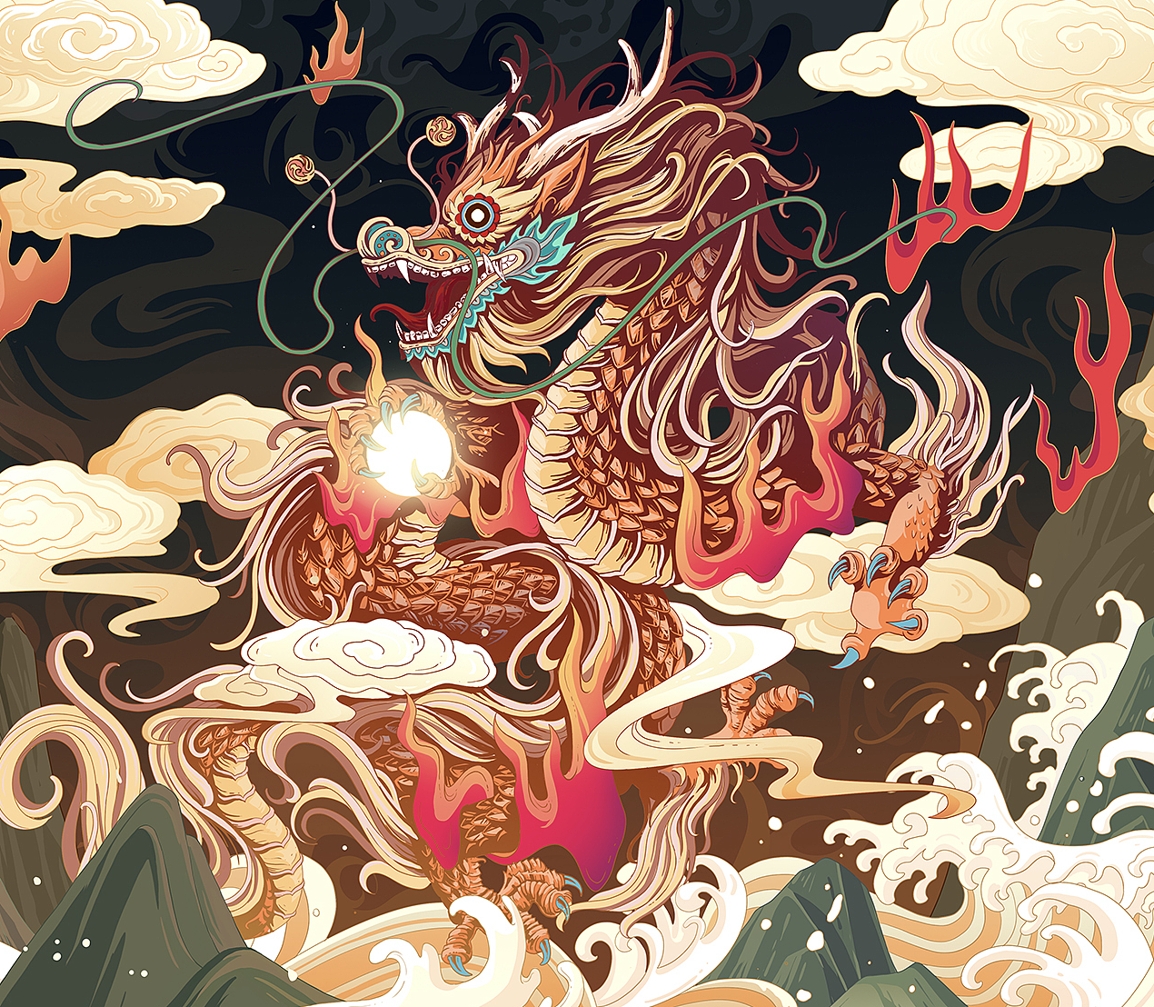 龙凤戏水插画设计（图ZMjkzMzQ3NTIw） - 商业插画 - 站酷设计师健美糖原创素材 - 站酷ZCOOL