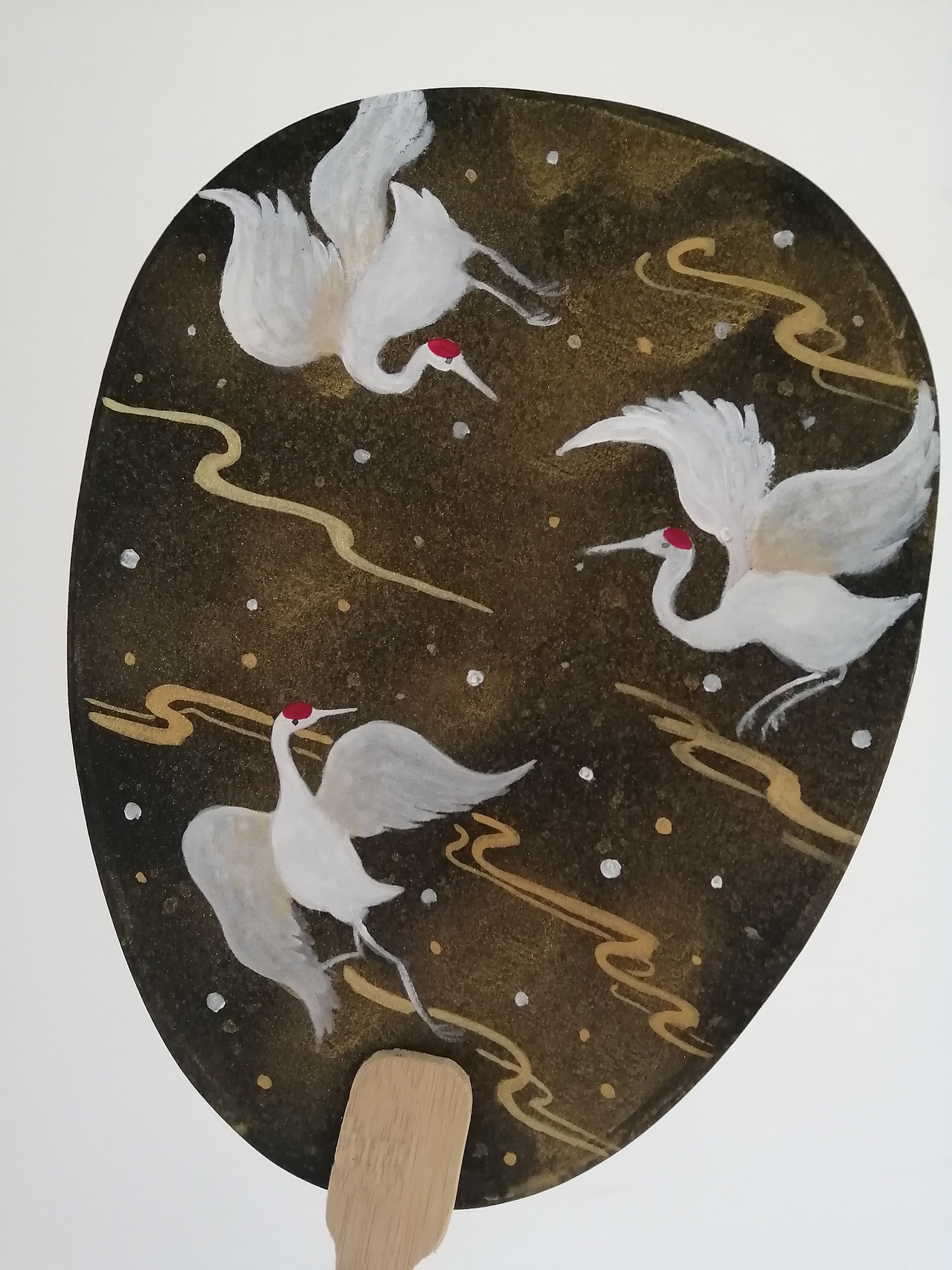 古风仙鹤洒金纸团扇/折扇