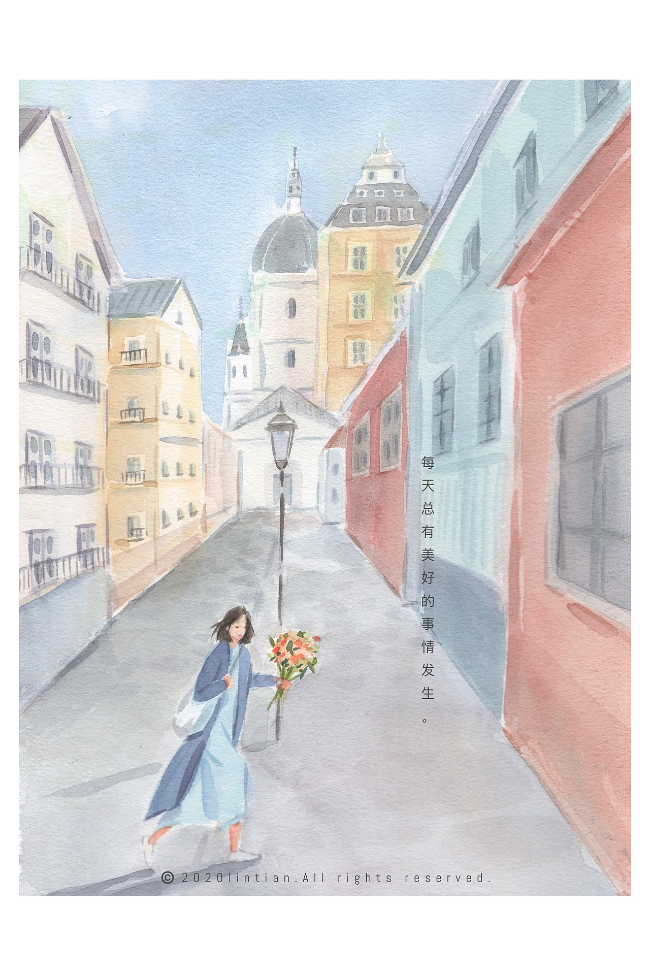 期待一个自由呼吸的春天｜林田水彩插画（图ZMTk2NjU0NzI0） - 创作习作 - 站酷设计师林田lisa原创素材 - 站酷ZCOOL