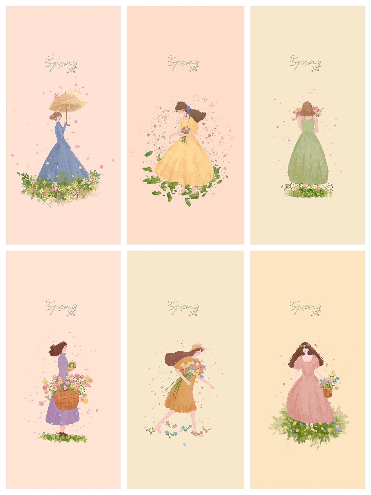 一组春日头像春日壁纸（图ZMjk0NzM0MjMy） - 商业插画 - 站酷设计师凉小鱼原创素材 - 站酷ZCOOL