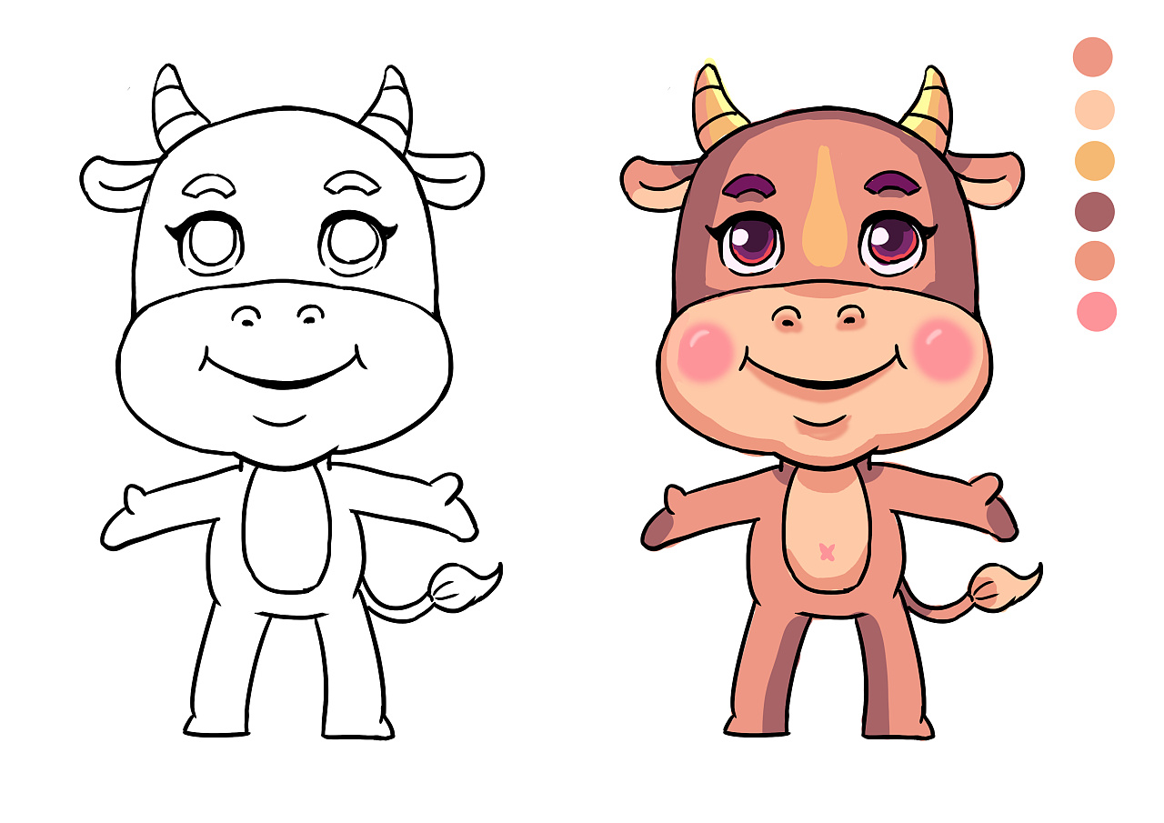 吉祥物牛怎么画简单图片