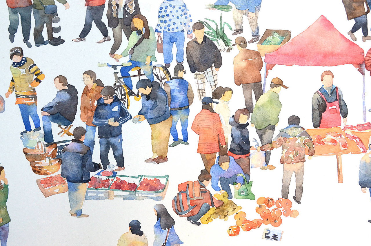 《市·集》水彩插画（图ZMTIwMzkzMDQ4） - 商业插画 - 站酷设计师郑夏是郑夏啊原创素材 - 站酷ZCOOL
