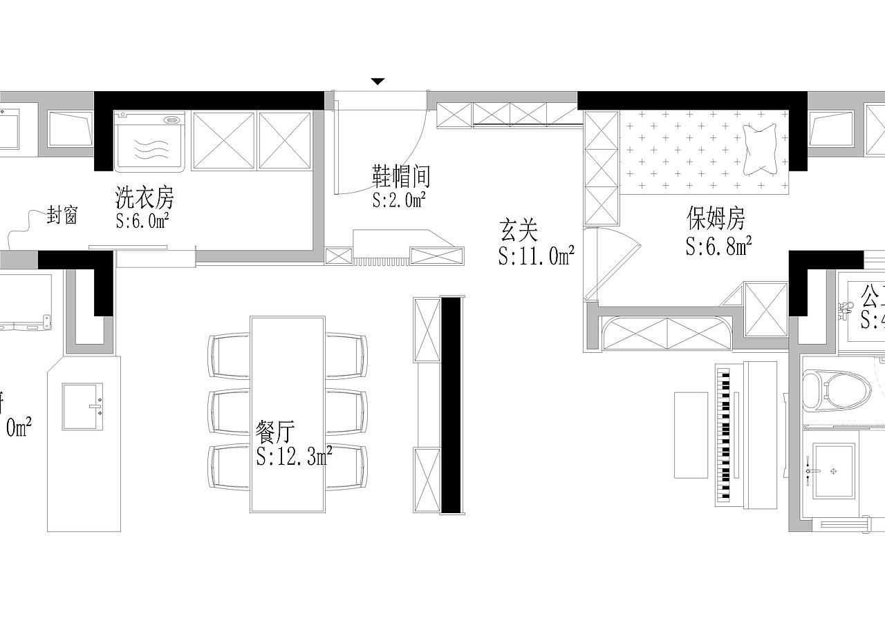 因为是两套小户型打通的,虽然总面积180㎡
,但因为承重的限制,每个独立空间都比较局促,为了让空间显的尽可能的大,我们把一些围合空间破开一些“洞”,增加空间的延伸性、互动性。