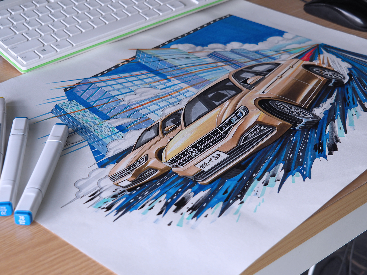 突破定格一触即发纯手绘一汽大众全新一代宝来