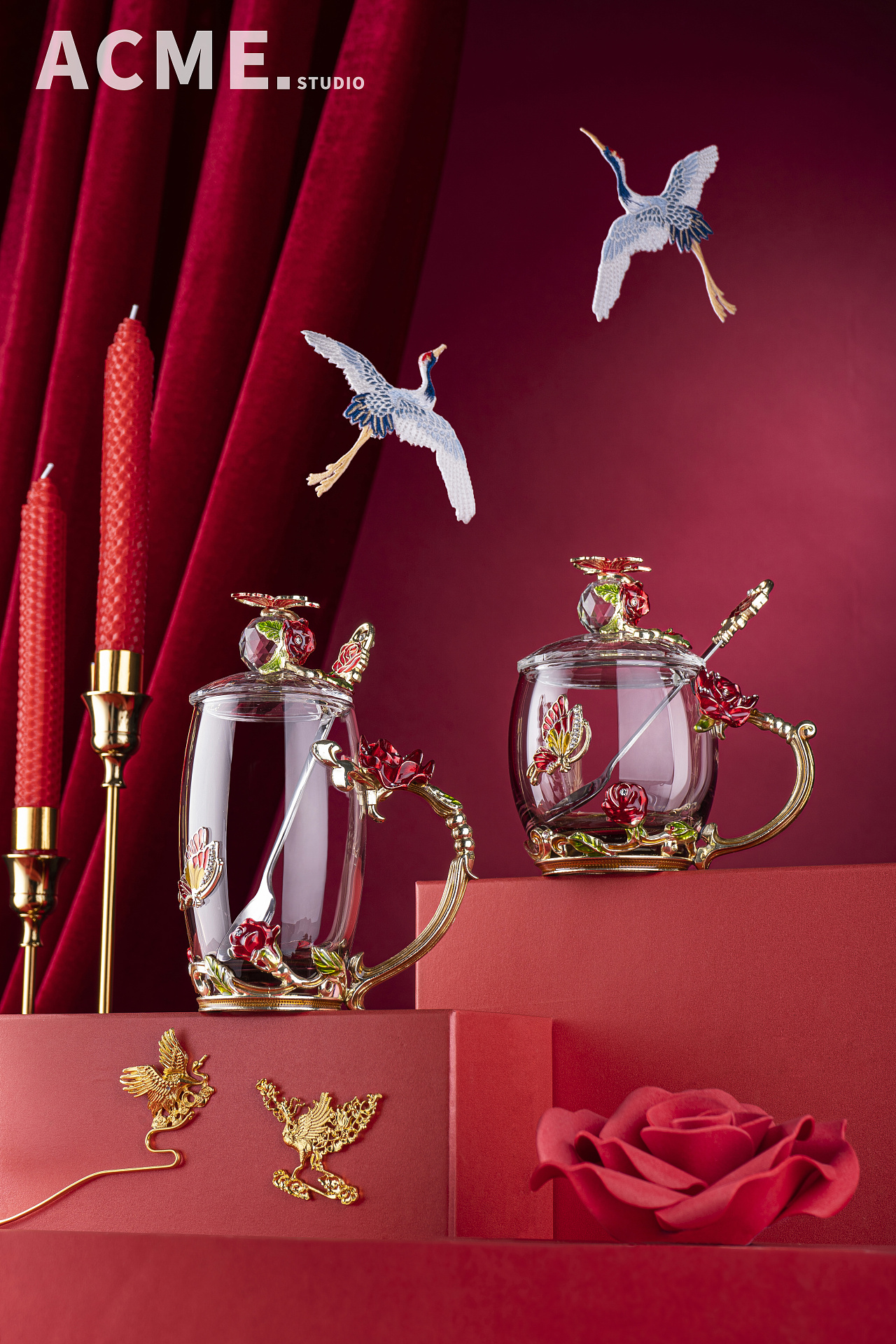 喜庆结婚礼物珐琅彩水杯创意拍摄|摄影|产品摄影|克米摄影 - 原创作品