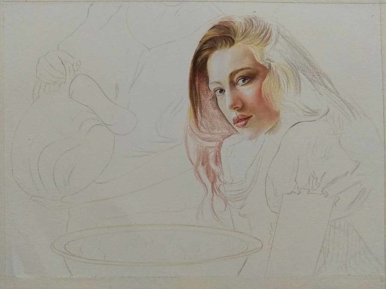 写实彩铅作品《融》