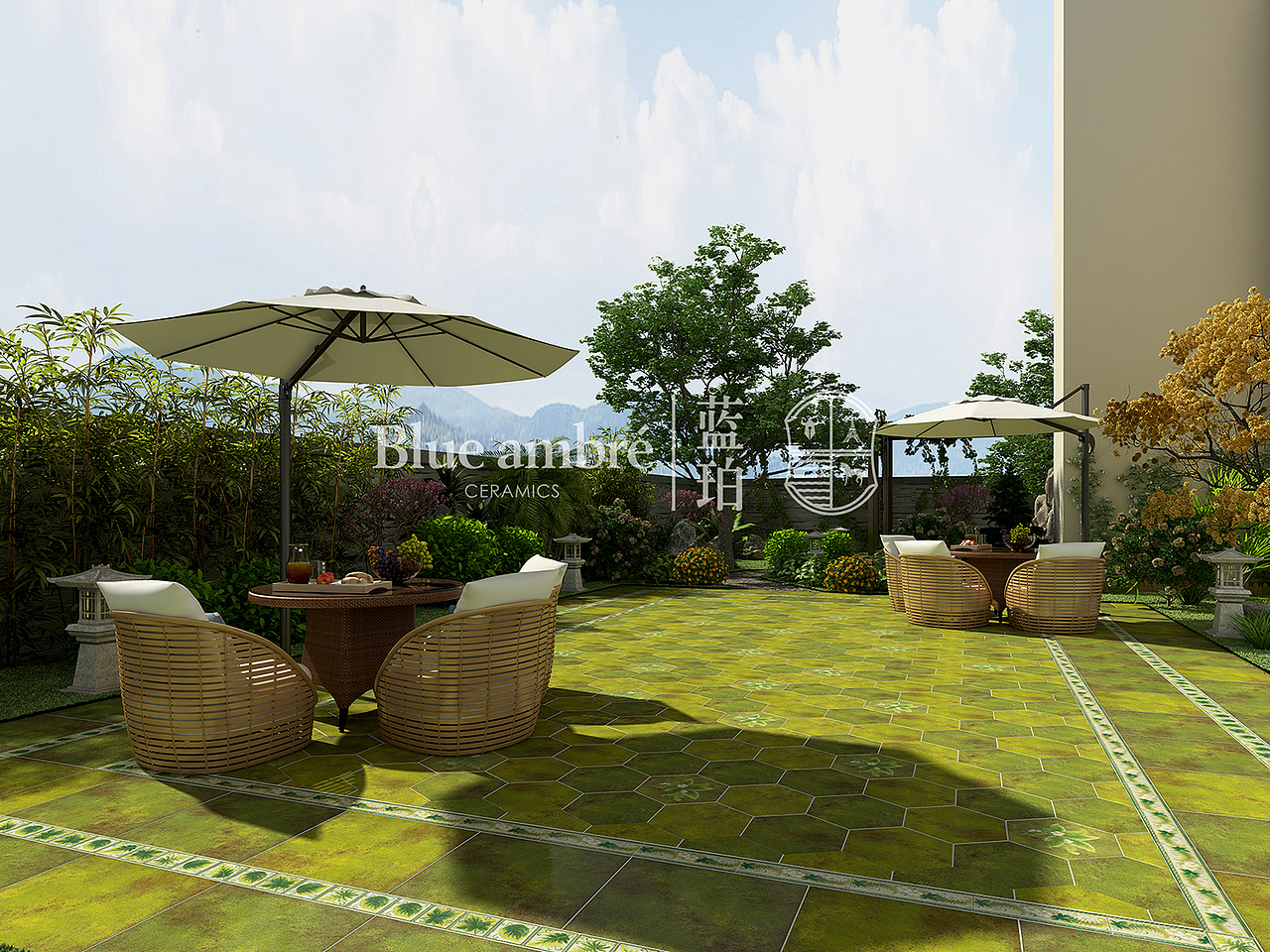 蓝珀瓷砖阳台、概念空间搭配方案（图ZMTYxMDEzMzk2） - 家装设计 - 站酷设计师言兮之原创素材 - 站酷ZCOOL