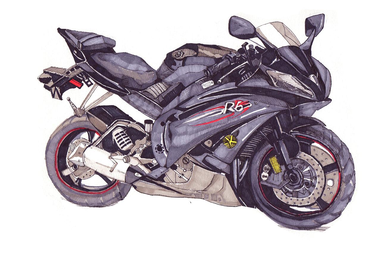 原创作品:摩托车(手绘)