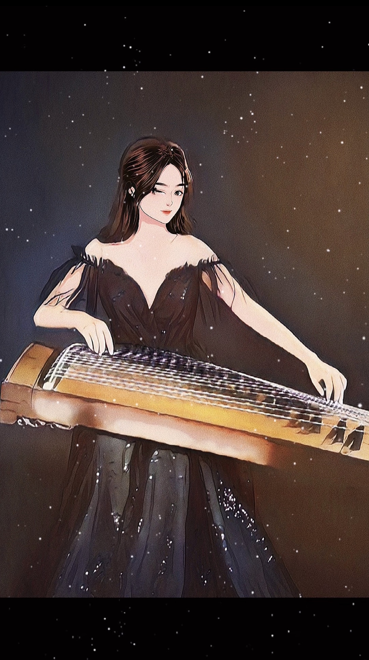 古筝形象照 黑色礼服裙形象照 写真拍摄 深圳约拍