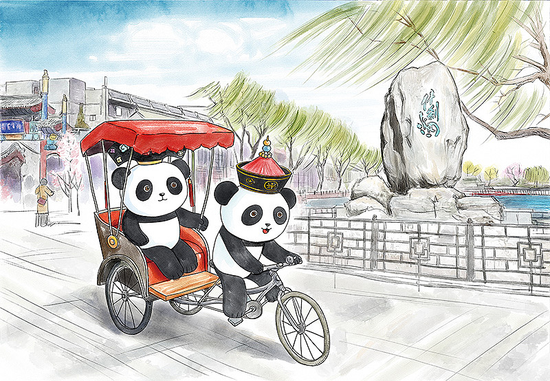 旅游景点熊猫明信片创作小集